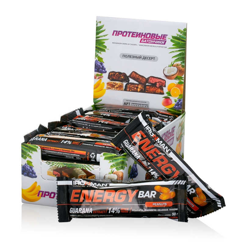 Energy Bar с гуараной, шоу-бокс 24x50г, 2 вкуса