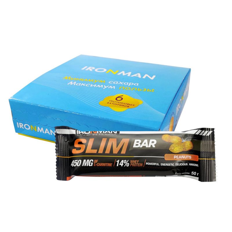 Slim Bar с L-карнитином, шоу-бокс 6x50г, кокос