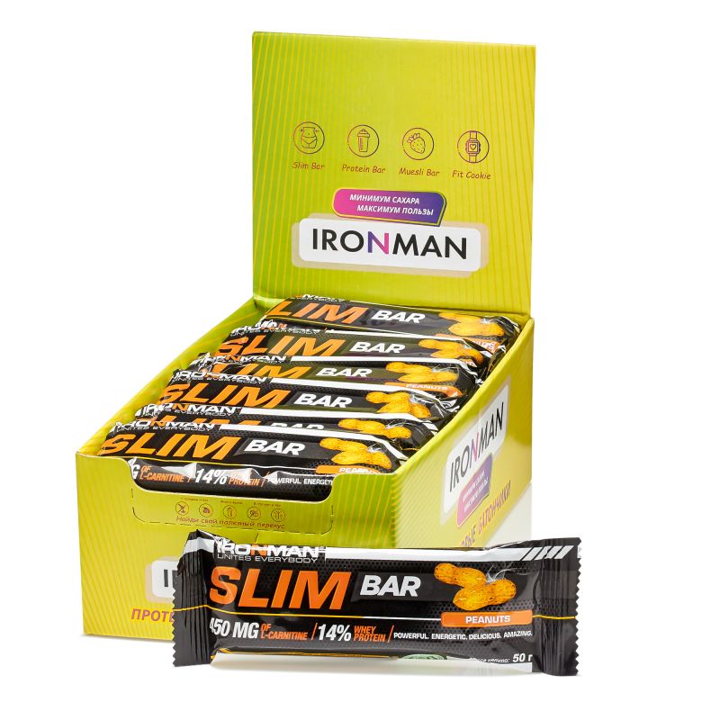 Slim Bar с L-карнитином, шоу-бокс 24x50г, 6 вкусов 