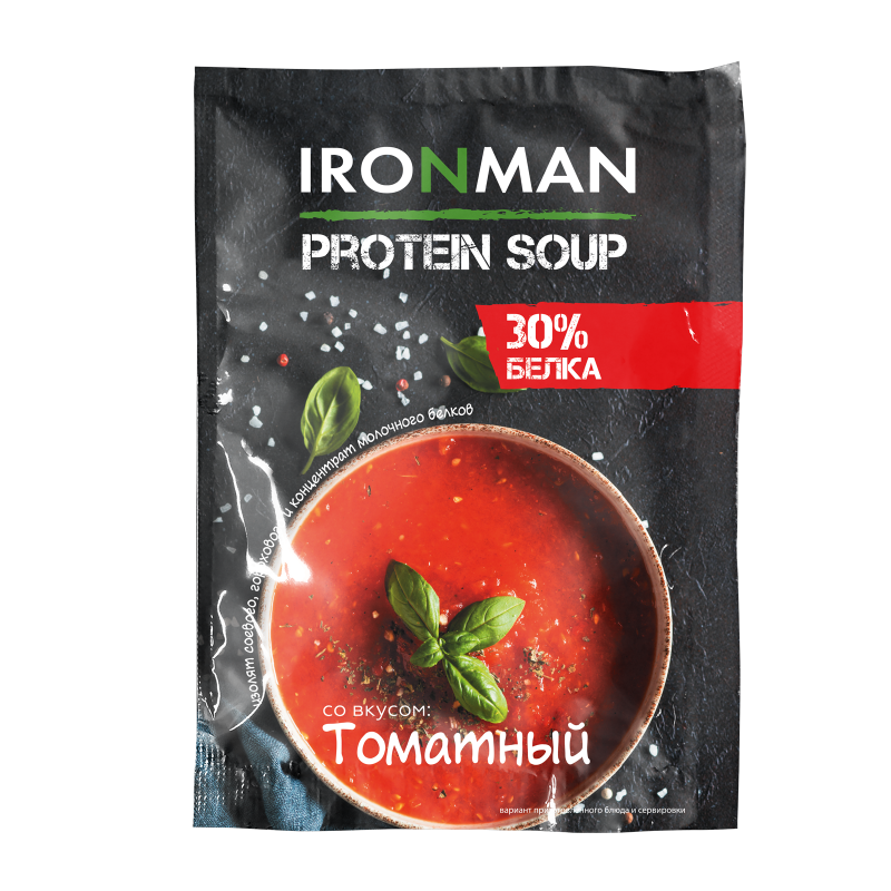 Россия "IRONMAN FIT" Концентрат пищевой - сухой белковый суп со вкусом "Томатный", 20 г